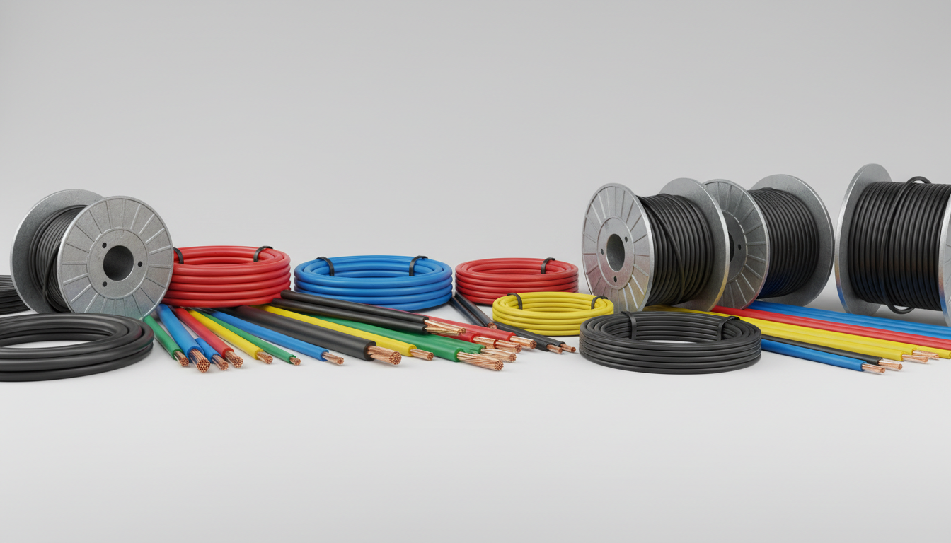 Cabos elétricos coloridos em